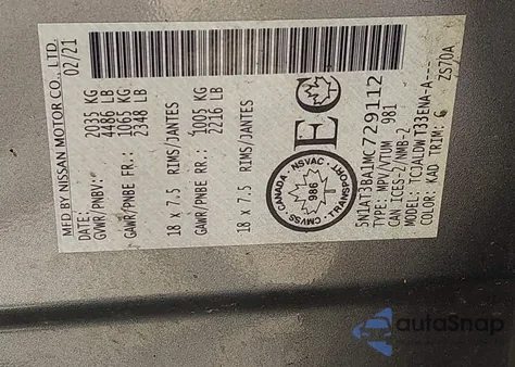 2021 Nissan Rogue Sv Fwd from USA, damaged, VIN 5N1AT3BA1MC729112